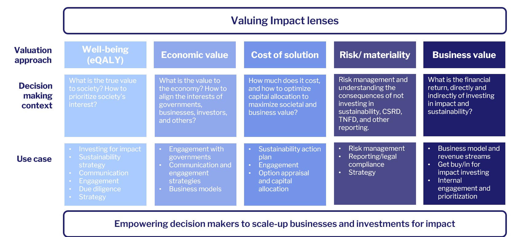 Impact valuation lenses